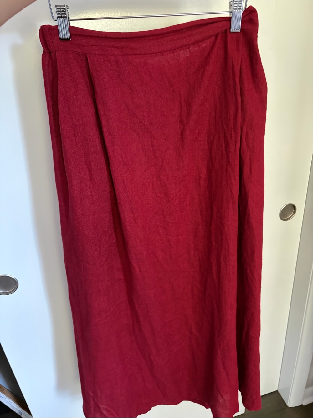 Red Linen Maxi Skirt - Linen Handmade Studio